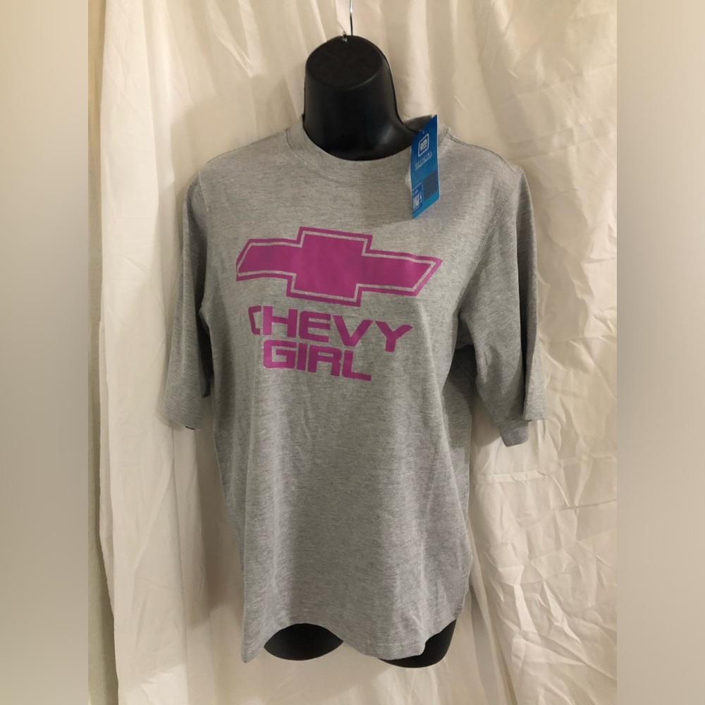 Chevrolet pink chevy girl graphic print light heather gray‎ boyfriend tshirt new
